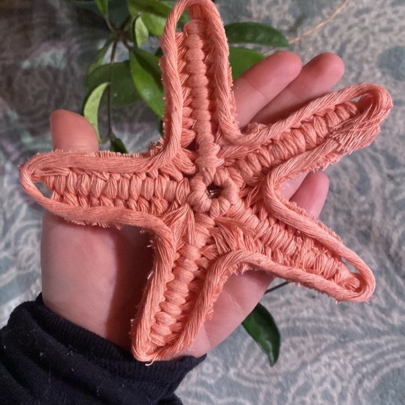 Hand Crafted Macrame Pink Starfish Home Decor - Picture 3 of 5